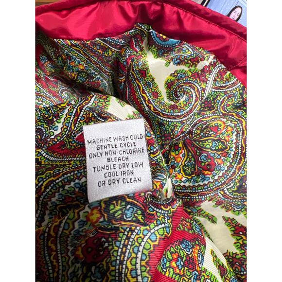 Talbots Red Quilted Puffer Vest Jacket Duck Down Button Up Size Petite Small - Picture 5 of 5